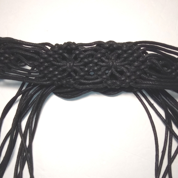 Bohemian Macrame Braided Long Cord Belly Dancing Gipsy Hippie Black Belt - Picture 10 of 12